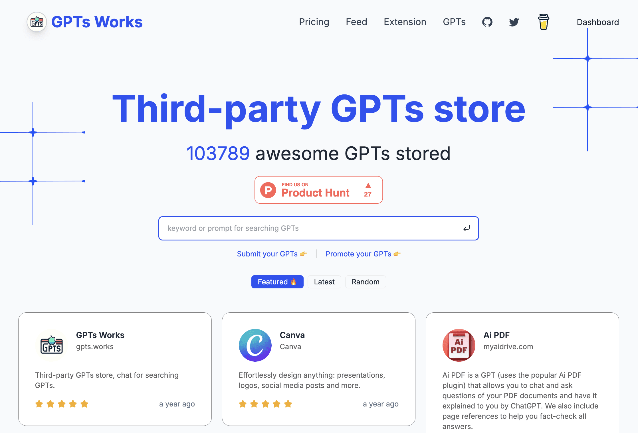 Captura de pantalla del directorio GPTs Works Captura de pantalla del directorio GPTs Works