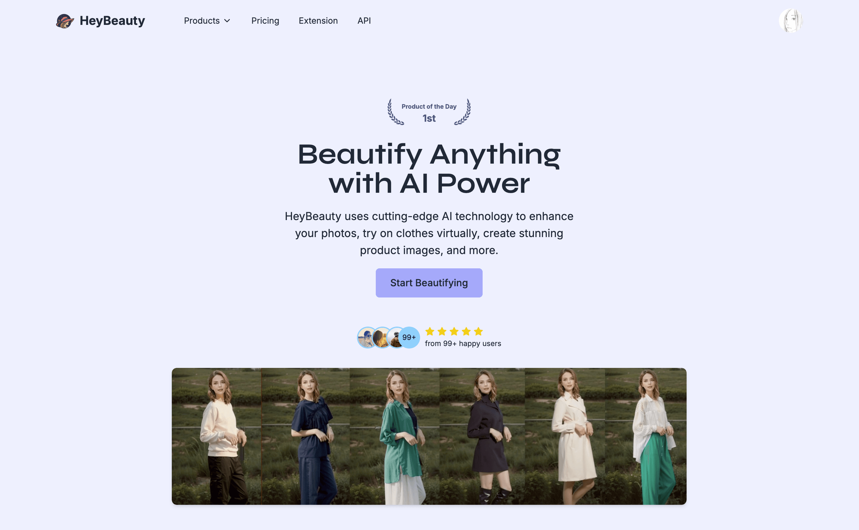 Captura de pantalla del probador virtual HeyBeauty IA Captura de pantalla del probador virtual HeyBeauty IA