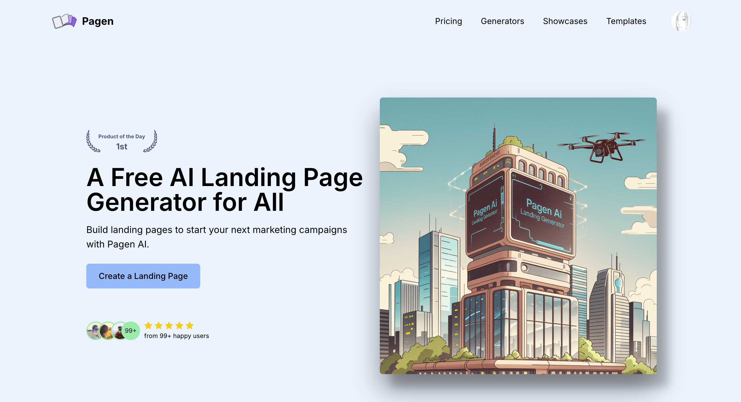 Captura de pantalla del generador de landing pages Pagen IA Captura de pantalla del generador de landing pages Pagen IA