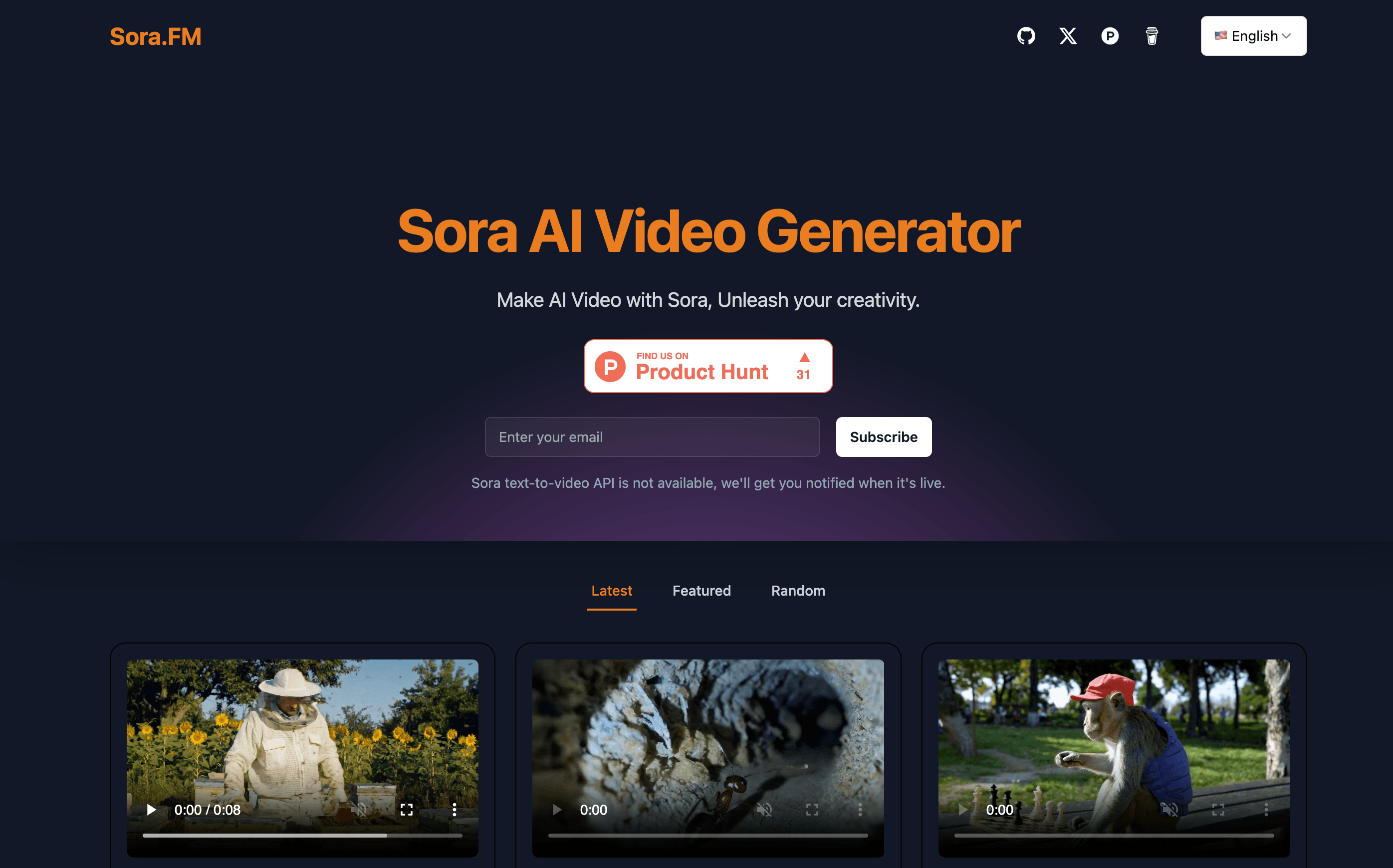 Captura de pantalla del generador de video SoraFM IA Captura de pantalla del generador de video SoraFM IA