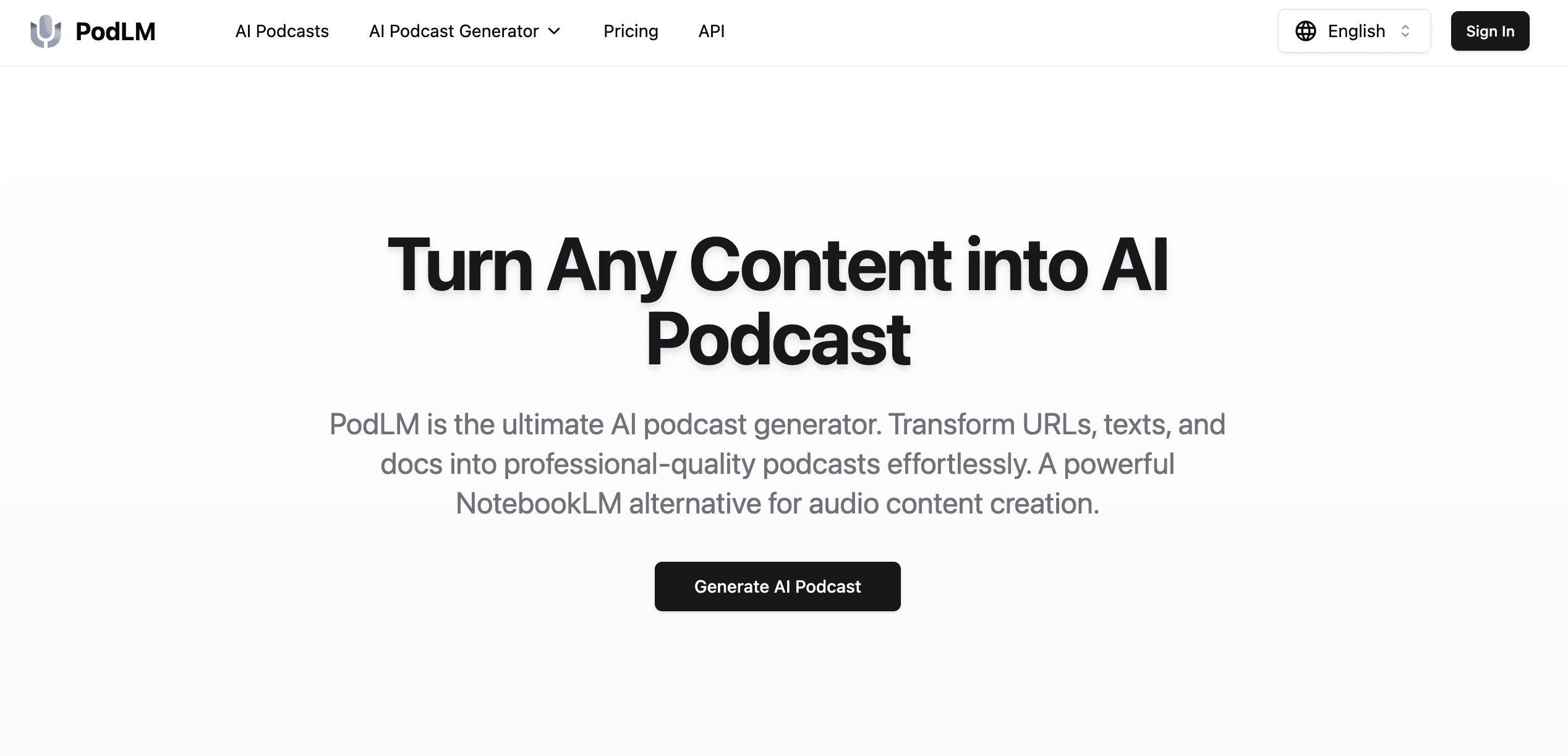 Captura de pantalla del generador de podcasts PodLM IA Captura de pantalla del generador de podcasts PodLM IA